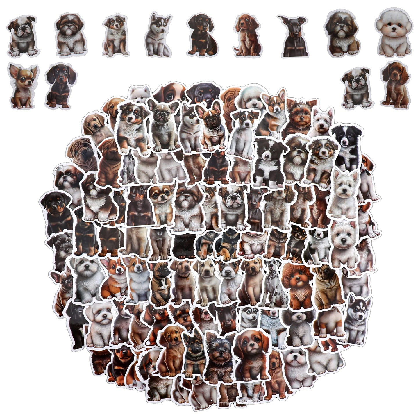 Ymapinc Cute Pet Dog Stickers, 100Pcs Cute Stickers Bulk, Animals Decals, Cool Funny Sticker for Adults, Waterproof Laptop/Phone Sticker for Luggage/Water Bottle, Vinyl Gift