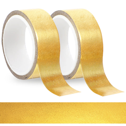Ymapinc Gold Washi Tape 2 Rolls 0.59In × 16.4Ft (5m) Mirror Gold Tape Decorative Tape for Crafts, Shiny Metallic Gold Tape for Wall Decor, TV Frame, Gift Wrapping