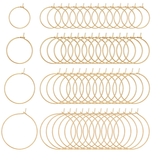 120PCS Hoop Earring Accessories 4 Sizes Iron Hoop Earrings Open Hoops Rings, Round Earring Beading Accessories for DIY Jewelry Making(Gold)