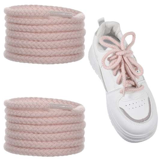 Teaaha Thick Rope Shoe Laces Strings, 55" Length Rope Shoe Laces 10mm Round Thick Rope Shoelaces Replacement Rope Laces Cotton Chunky Twisted Lace Replacement Strings for A F-1 Sneakers(pink)