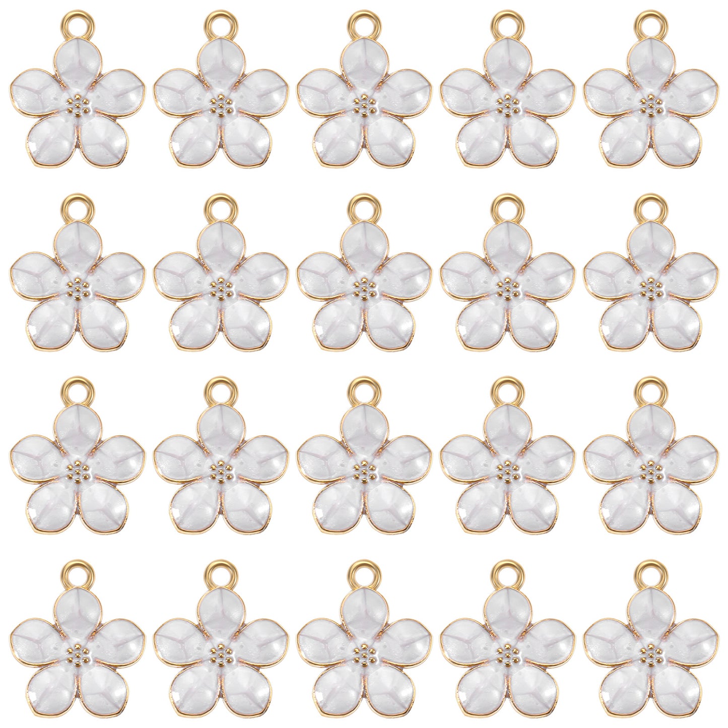 20 Pcs Enamel Charms Cherry Blossom Gold Plated Flower Charms Pendan Alloy Gold Plated Flower Pendant Summer Charm for Jewelry Making for Jewelry Making Bracelet Necklace Earrings Diy Accessories